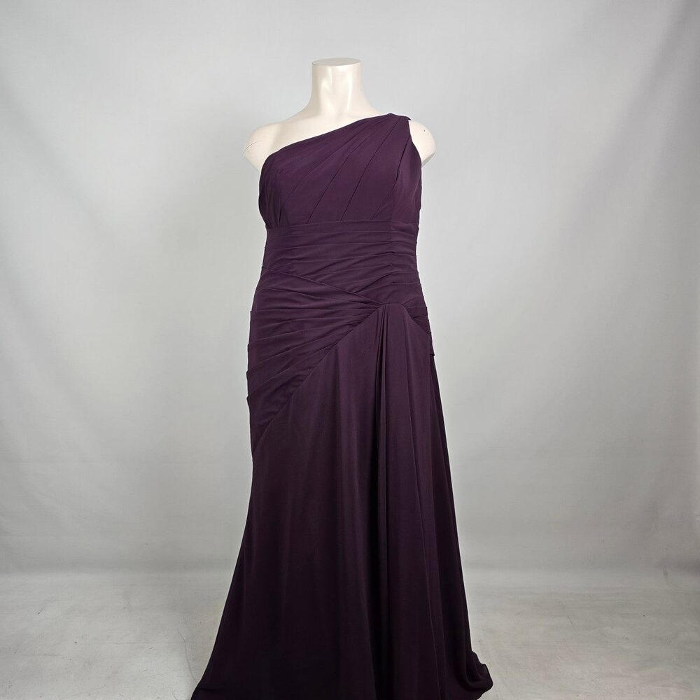 Sorella Vita Plum One Shoulder Bridesmaid Dress Ruched Formal Gown Size L/XL
